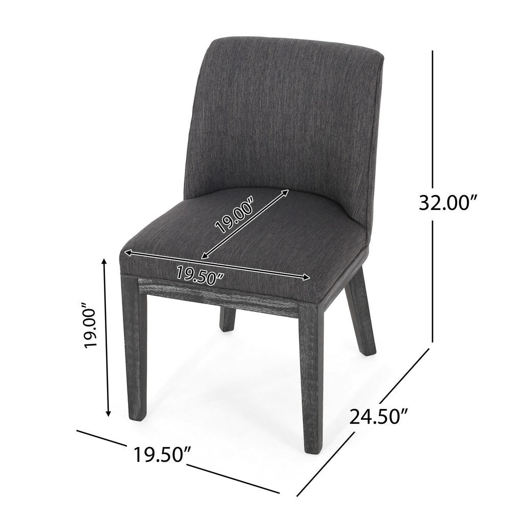 Edena Dining Chair Set of 2 | Black Rubberwood | Charcoal Gray BM337052