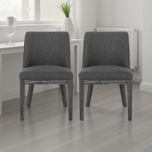 Edena Dining Chair Set of 2 | Black Rubberwood | Charcoal Gray