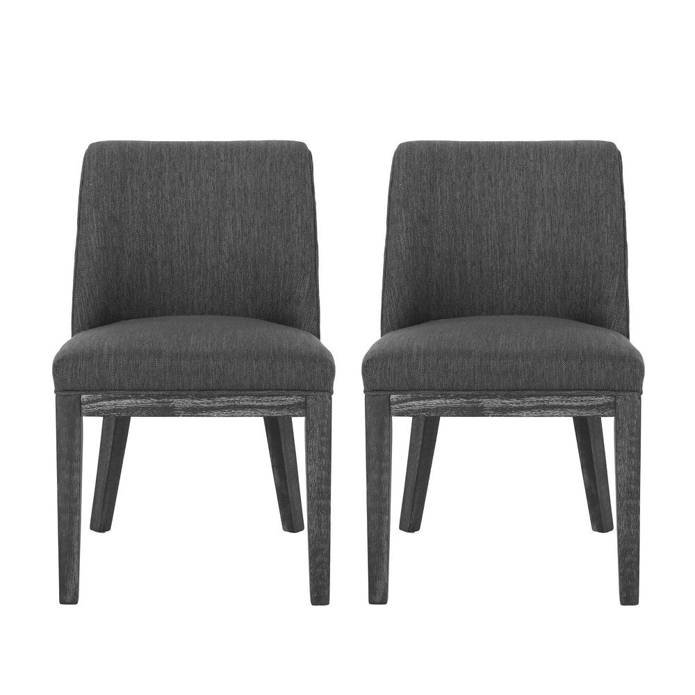 Edena Dining Chair Set of 2 | Black Rubberwood | Charcoal Gray