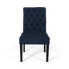 Mein Dining Chair Set of 2 | Rolled Top Button Tufted | Blue Polyester