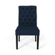 Mein Dining Chair Set of 2 | Rolled Top Button Tufted | Blue Polyester