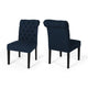 Mein Dining Chair Set of 2 | Rolled Top Button Tufted | Blue Polyester