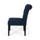 Mein Dining Chair Set of 2 | Rolled Top Button Tufted | Blue Polyester