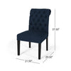 Mein Dining Chair Set of 2 | Rolled Top Button Tufted | Blue Polyester