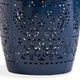 Glena Side End Table | Barrel Shape Lace Cut Design | Blue Iron 12’’ BM337062
