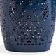 Glena Side End Table | Barrel Shape Lace Cut Design | Blue Iron 12"