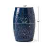 Glena Side End Table | Barrel Shape Lace Cut Design | Blue Iron 12"
