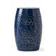 Glena Side End Table | Barrel Shape Lace Cut Design | Blue Iron 12"