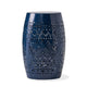 Glena Side End Table | Barrel Shape Lace Cut Design | Blue Iron 12"