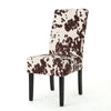 Serie Dining Chair Set of 2 | Rubberwood Cowhide Pattern Beige Velvet