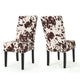 Serie Dining Chair Set of 2 | Rubberwood Cowhide Pattern Beige Velvet