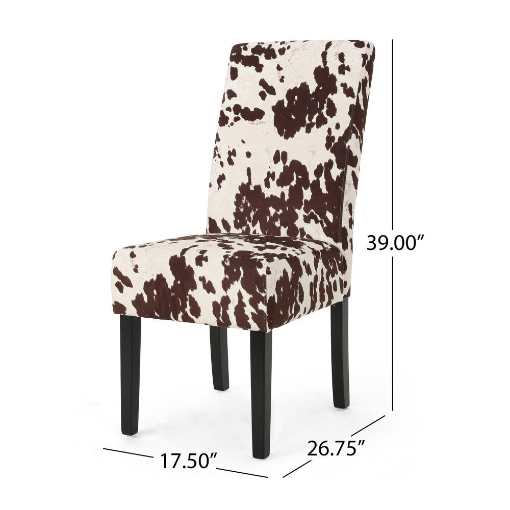 Serie Dining Chair Set of 2 | Rubberwood Cowhide Pattern Beige Velvet BM337063