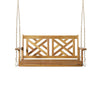 Annah Porch Swing Bench w Chains | Herringbone Teak Brown Acacia Wood