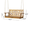 Annah Porch Swing Bench w Chains | Herringbone Teak Brown Acacia Wood