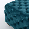Laie Ottoman | Diamond Stitch Button Tufted Teal Blue Velvet 29"