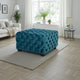 Laie Ottoman | Diamond Stitch Button Tufted Teal Blue Velvet 29"