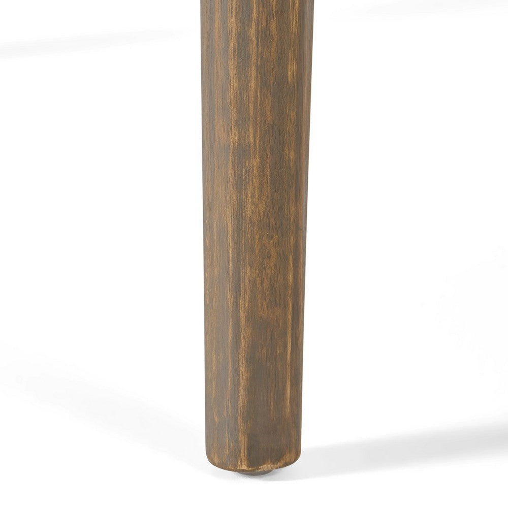 Ambre Patio Dining Table | Round Slatted Oak Brown Acacia Wood 47’’ BM337067