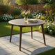 Ambre Patio Dining Table | Round Slatted Oak Brown Acacia Wood 47"