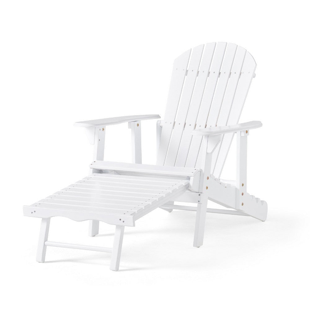 Libo Outdoor Reclining Adirondack Chair with Slanted Back | White Wood BM337068