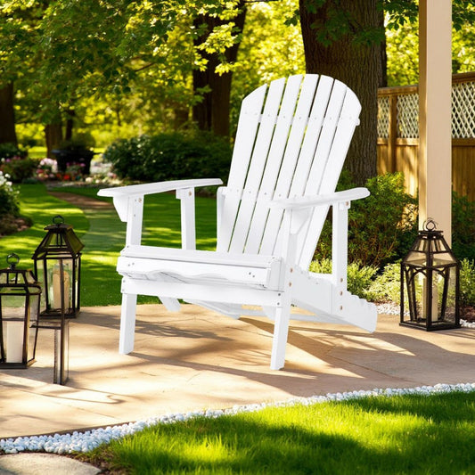Libo Outdoor Reclining Adirondack Chair with Slanted Back | White Wood