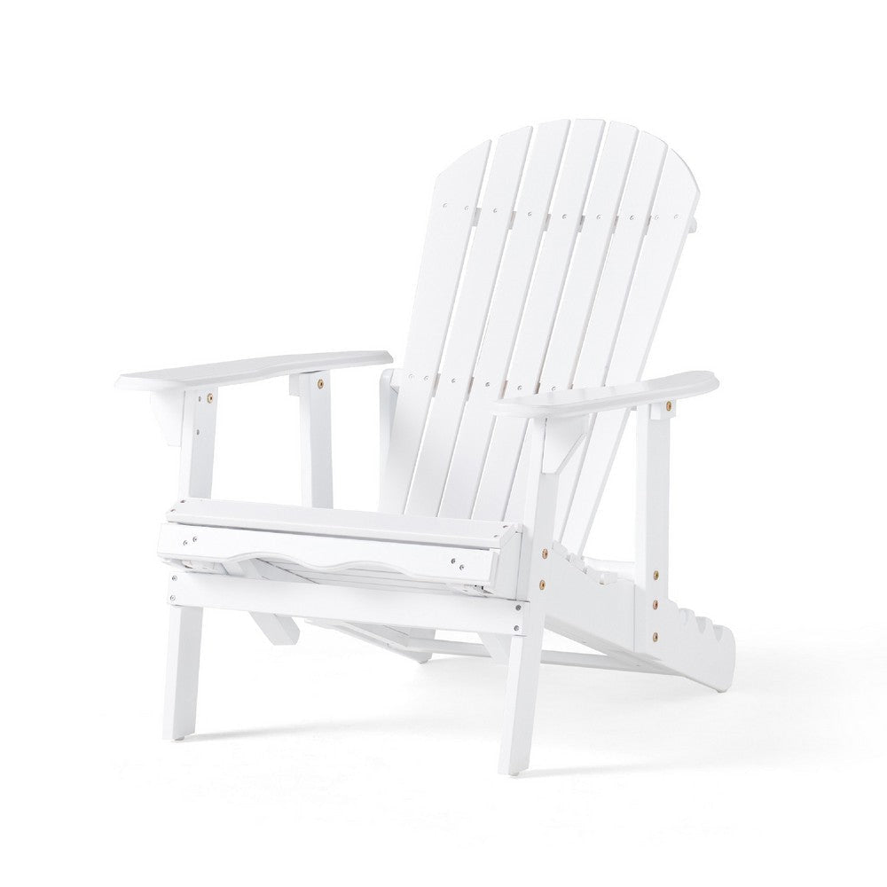 Libo Outdoor Reclining Adirondack Chair with Slanted Back | White Wood