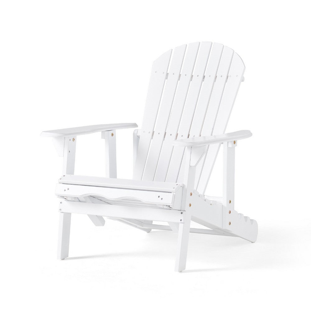 Libo Outdoor Reclining Adirondack Chair with Slanted Back | White Wood
