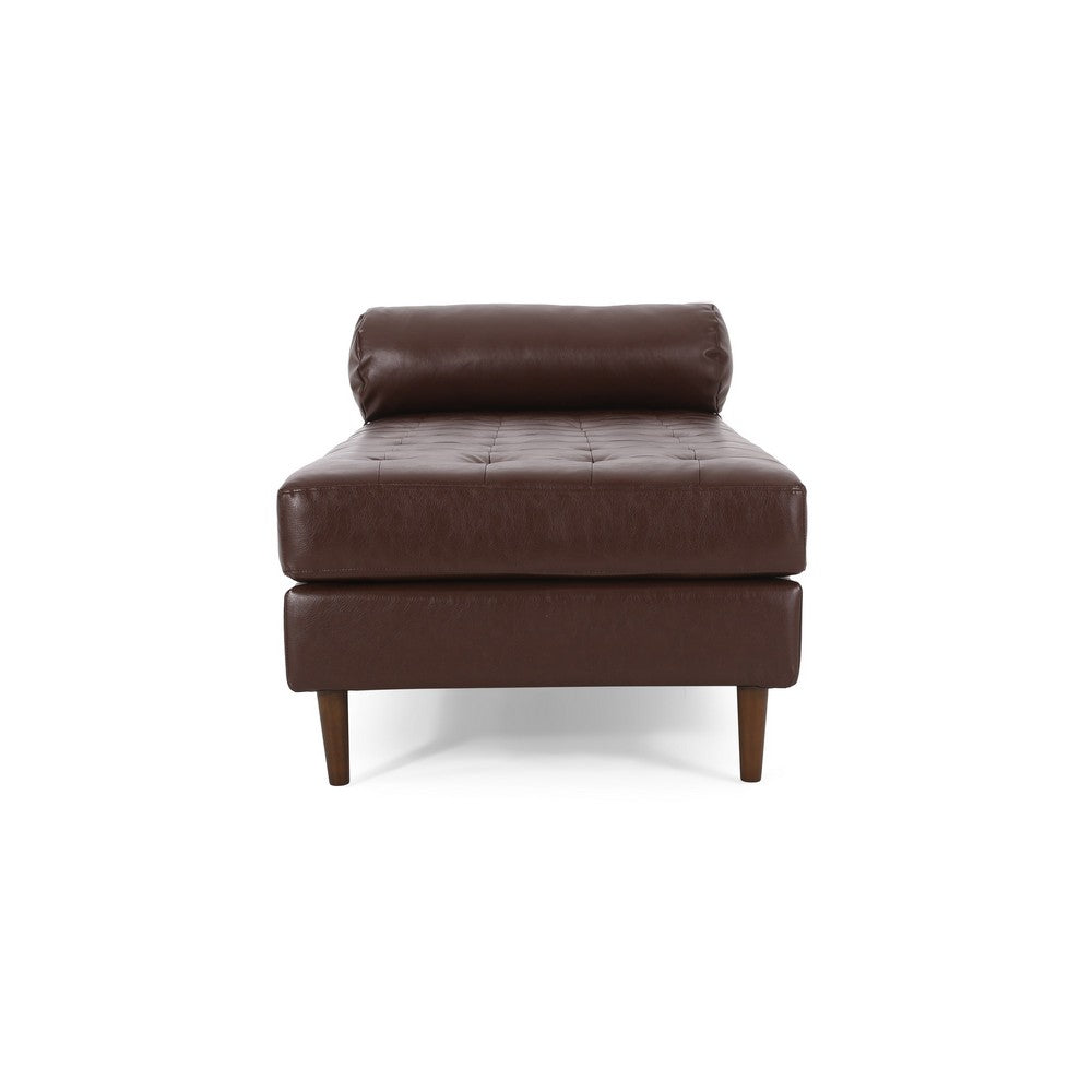 Agaro Chaise Lounger | Bolster Pillow | Brown Waffle Stitch PU Leather