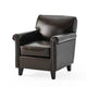 Somie Club Armchair | Rolled Arms and Square Back | Brown Faux Leather