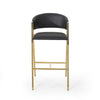 Bilie Barstool Chair Set of 2 | Nailhead | Gold | Black Faux Leather
