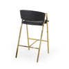 Bilie Barstool Chair Set of 2 | Nailhead | Gold | Black Faux Leather BM337074