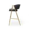 Bilie Barstool Chair Set of 2 | Nailhead | Gold | Black Faux Leather