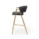 Bilie Barstool Chair Set of 2 | Nailhead | Gold | Black Faux Leather
