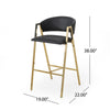Bilie Barstool Chair Set of 2 | Nailhead | Gold | Black Faux Leather