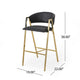 Bilie Barstool Chair Set of 2 | Nailhead | Gold | Black Faux Leather BM337074