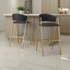 Bilie Barstool Chair Set of 2 | Nailhead | Gold | Black Faux Leather