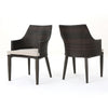 Ellish Outdoor Chair Set of 2 | Metal Legs | Brown Rattan Beige Fabric