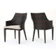 Ellish Outdoor Chair Set of 2 | Metal Legs | Brown Rattan Beige Fabric