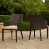 Ellish Outdoor Chair Set of 2 | Metal Legs | Brown Rattan Beige Fabric