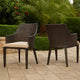 Ellish Outdoor Chair Set of 2 | Metal Legs | Brown Rattan Beige Fabric