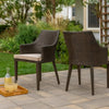 Ellish Outdoor Chair Set of 2 | Metal Legs | Brown Rattan Beige Fabric