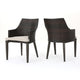 Ellish Outdoor Chair Set of 2 | Metal Legs | Brown Rattan Beige Fabric