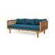 Clara Outdoor 3 Seater Daybed | Slatted Panel Teak Wood | Blue Fabric
