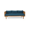 Clara Outdoor 3 Seater Daybed | Slatted Panel Teak Wood | Blue Fabric BM337076