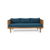 Clara Outdoor 3 Seater Daybed | Slatted Panel Teak Wood | Blue Fabric