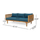 Clara Outdoor 3 Seater Daybed | Slatted Panel Teak Wood | Blue Fabric BM337076
