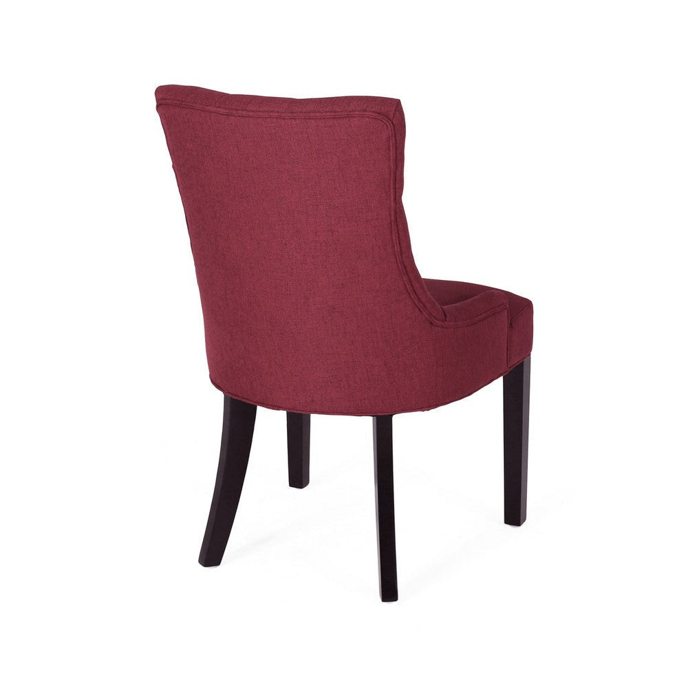 Chen Dining Chair Set of 2 | Curved Back | Red Diamond Tufted Fabric BM337079