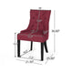 Chen Dining Chair Set of 2 | Curved Back | Red Diamond Tufted Fabric