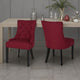 Chen Dining Chair Set of 2 | Curved Back | Red Diamond Tufted Fabric