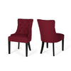 Chen Dining Chair Set of 2 | Curved Back | Red Diamond Tufted Fabric