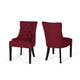 Chen Dining Chair Set of 2 | Curved Back | Red Diamond Tufted Fabric